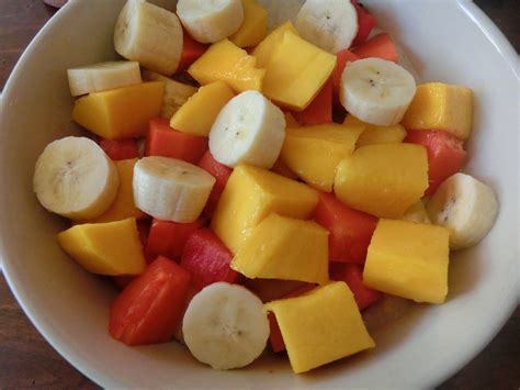 Fresh Fruit Salad With Mango Papaya And Banana For Breakfast That