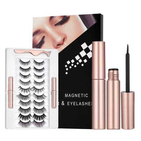 10 pairs magnetic eyelashes kit with eyeliner reusable magnetic lashes tanga