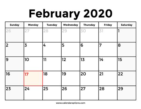 February 2020 Calendar With Holidays Calendar Options