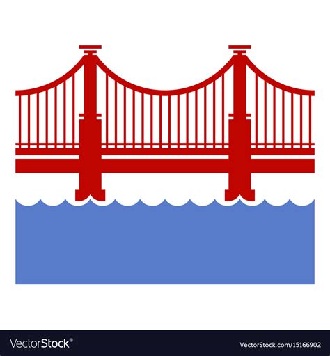 Red Bridge Icon Over River Royalty Free Vector Image