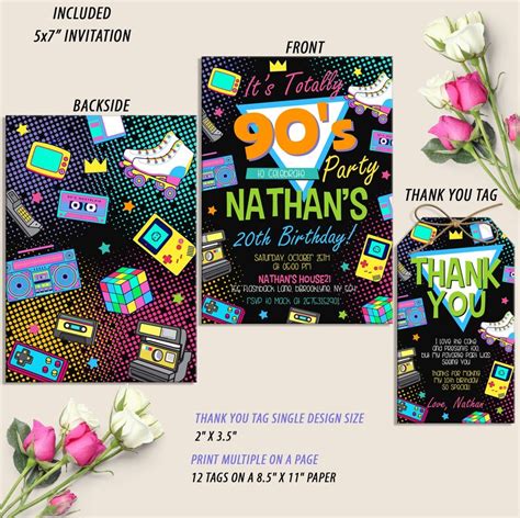 Editable 90s Party Invitation Back To The 90s Throwback Party House
