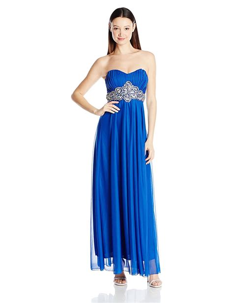 My Michelle Juniors Strapless Long Prom Dress With Embellished Waist