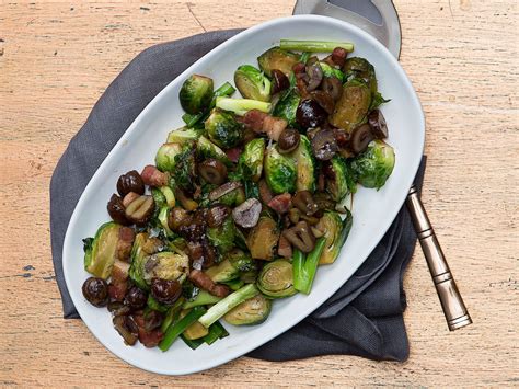 Fry the pancetta until crisp. Wok-Fried Brussels Sprouts and Bacon with Crispy Chestnuts | Sprouts with bacon, Chestnut ...