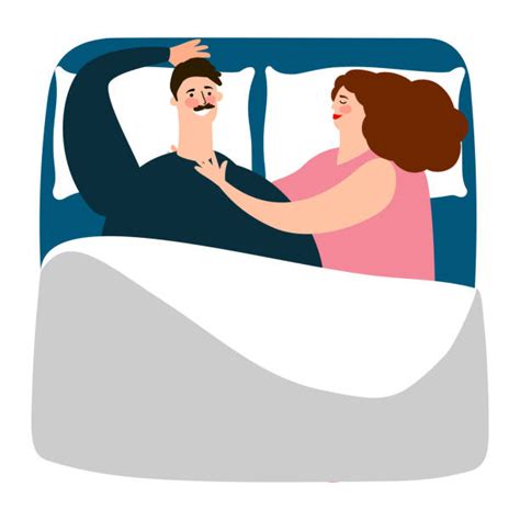 Cartoon Of The Romantic Loving Couple Sleep Bed Illustrations Royalty
