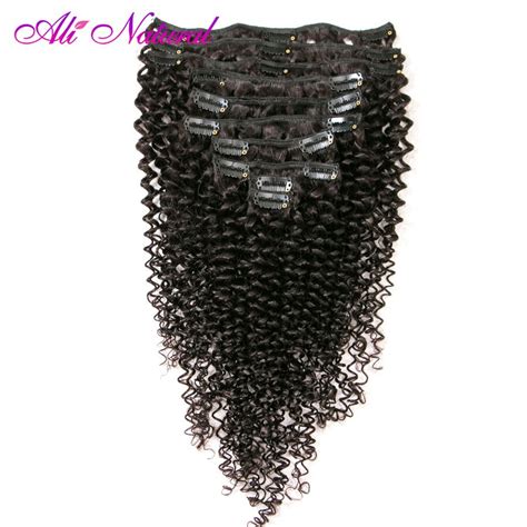 Ali Natural Kinky Curly Clip In Human Hair Extensions Pcs Set