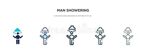 het douchen van de man pictogram in verschillende illustratie van de stijlvector twee gekleurde