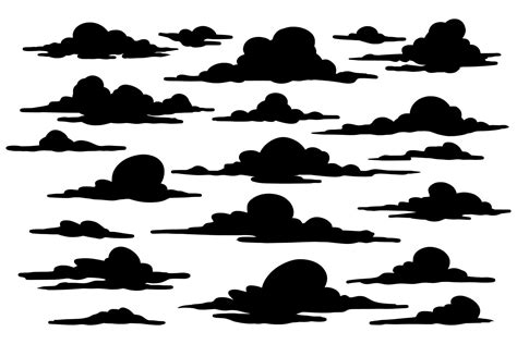 Set Of Clouds Silhouette Clouds Isolated On White Background 12599809