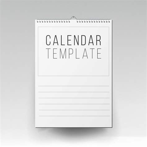 Calendar Template Vector Realistic Calendar Blank Hanging On A Wall