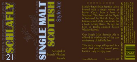 Schlafly 21st Anniversary Single Malt Scottish Ale Hits Stores This