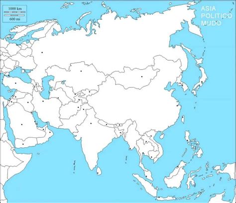Asia física Mapa mudo y mapa completo para el profesorado de geografía