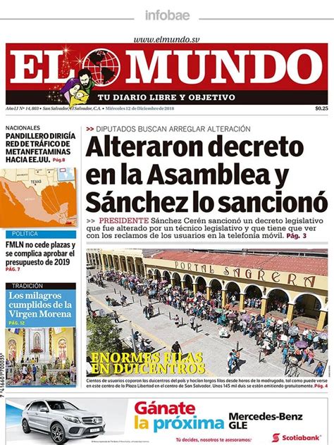El Mundo El Salvador Miércoles 12 De Diciembre De 2018 Infobae