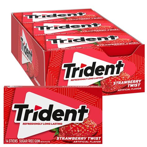 Trident Strawberry Twist Sugar Free Gum 12 Packs Of 14 Pieces 168