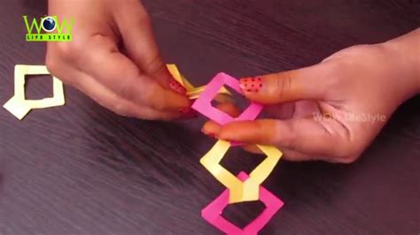 How To Make Diy Paper Chain Without Glue Easy Tutorial For Kids Youtube