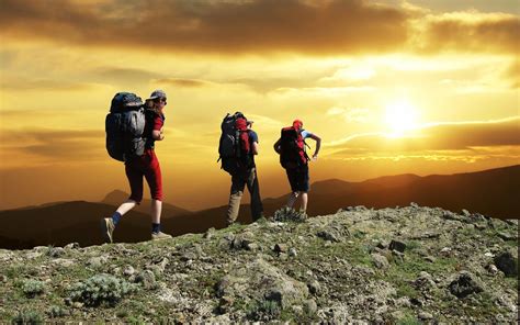 Download Sky Cloud People Landscape Mountain Sunset Hiking Sports Hd