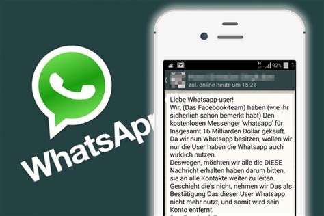 Derzeit jagt ein kettenbrief vielen nutzern einen schrecken ein. WhatsApp-Kettenbrief: "Liebe Whatsapp-user! Wir, (Das ...