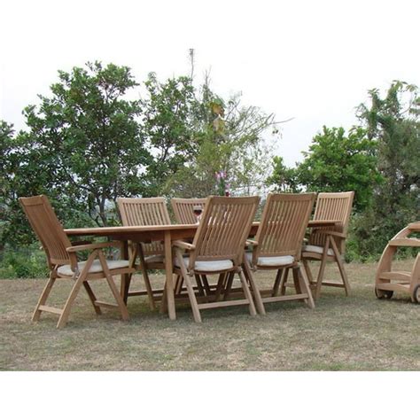 Teak Dining Set6 Seater 7 Pc 94 Oval Table And 6 Marley Reclining