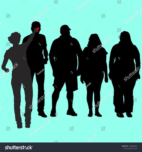 Vector Silhouettes Group People Different Proportions Stock Vector Royalty Free 1446868868