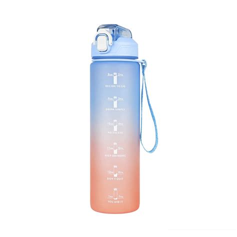 Motivational Water Bottle1l Sports Water Bottle With Straw And Time