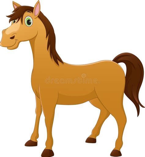 Cute Horse Farm Animal Cartoon Character Colorful Vector