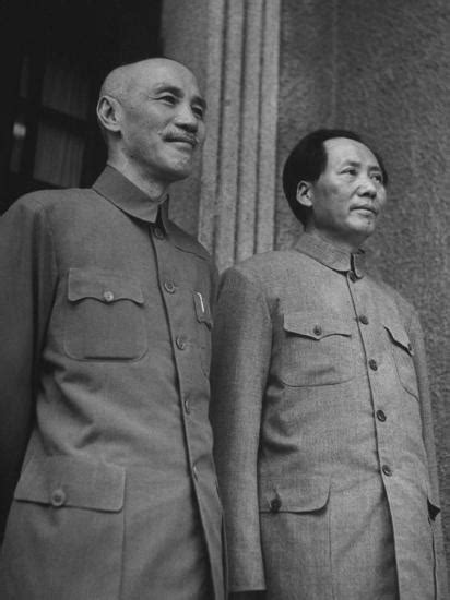 'Chinese General Chiang Kai Shek Standing Side by Side W. Communist Ldr ...