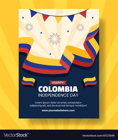 Colombia Independence Day Vertical Poster Flat Vector Image