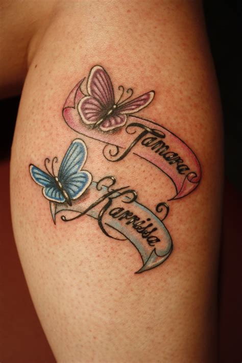 Mariposas Con Lazos Con Nombre De Hijos Tatuajes Para Mujeres