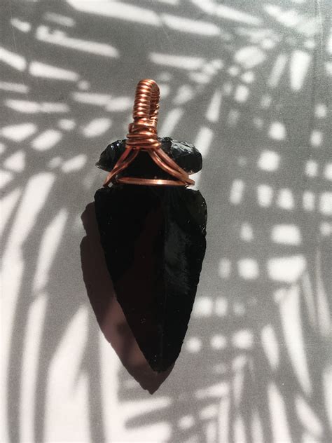 Obsidian Arrow In Copper Pendant Etsy Uk
