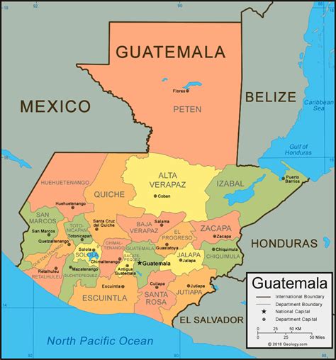 Guatemala Political Map Mapa Politico De Guatemala Guatemala Travel
