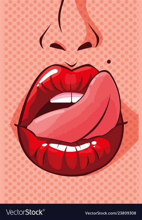 Sexy Woman Mouth With Tongue Out Pop Art Style Vector Image Free Hot