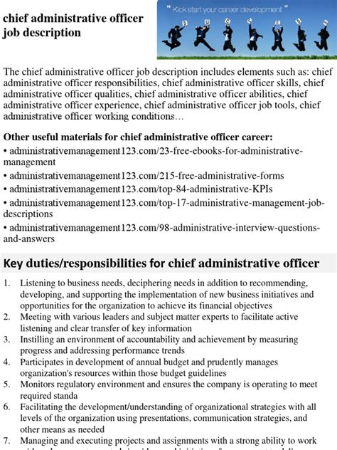 Chief Administrative Officer Job Description Strategic Management