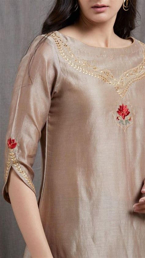 Beautiful Embroidery Detailing Kurta Neck Design Sleeves Designs For