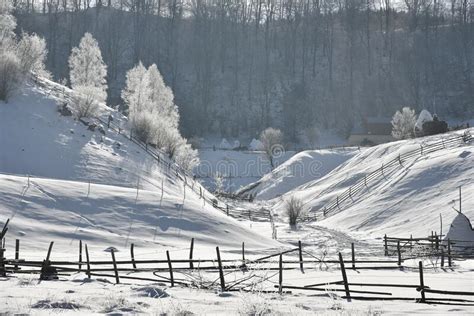 Winter Image From A Romanian Mountain Village Stock Image Image Of
