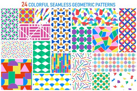 Bright Colorful Geometric Patterns By Expressshop Thehungryjpeg