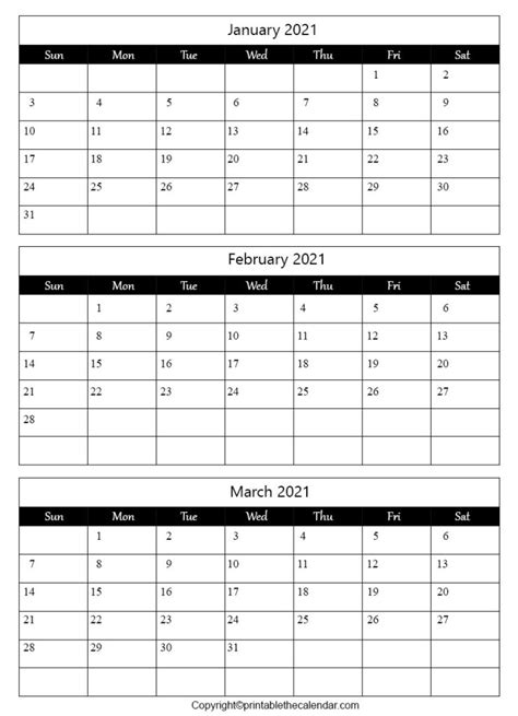 Choose the best 2021 calendar that can print for you. January February March Calendar 2021 Archives | Printable ...