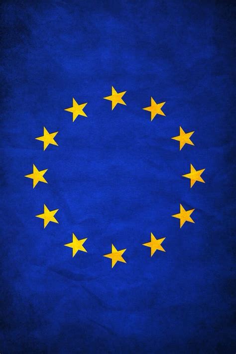 The European Union Flag With Yellow Stars On A Blue Background As If