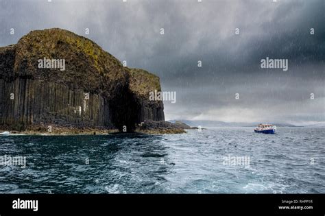 Scotland Staffa Island In The Rain Stock Photo Alamy