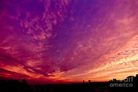 Orange And Purple Clouds Sunset View From The Balcony Photograph By