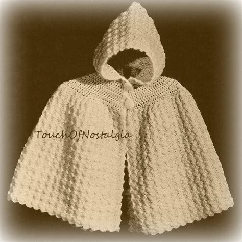 Crochet Baby Hooded Cape Vintage Crochet Pattern Cuddly Hooded Carrying