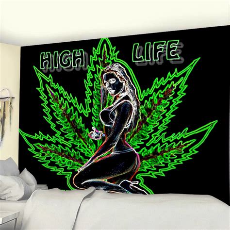 Beauty Psychedelic Leaves Weed Tapestry Hippie Naked Girl Wall Hanging Background Ceiling Home