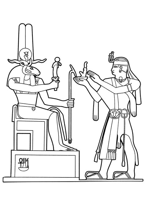 Khnum Receiving An Offering Egypt Adult Coloring Pages