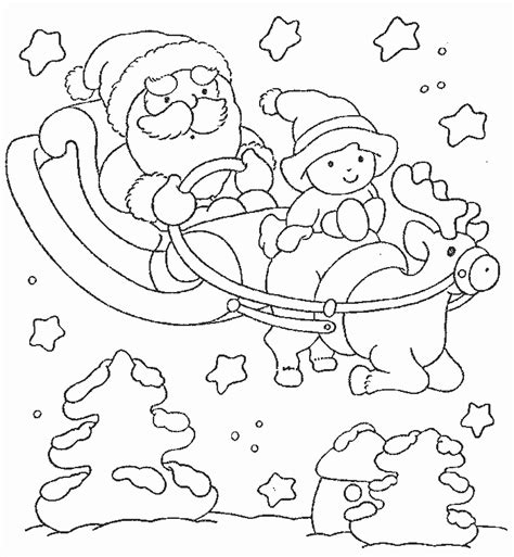 Print een kleurplaat van de kerstman, rendieren, santa's arreslee, kerstklokken, zingende engeltjes of wintertafereeltjes. Kerst Kleurplaat - Arreslee