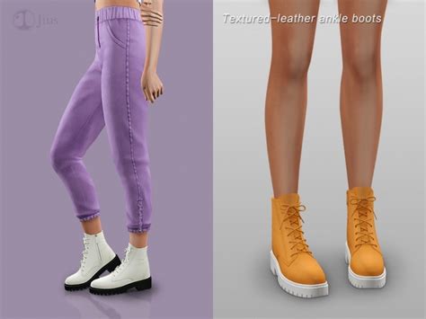 Textured Leather Ankle Boots By Jius At Tsr Sims 4 Updates