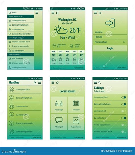 Mobile User Interface Login Screen Smartphone Icons For Account And