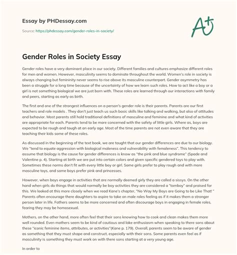 Gender Roles In Society Essay