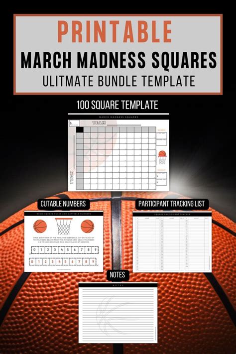 Basketball Squares Basketball Boxes Printable March Etsy In 2023