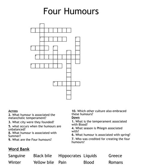 Four Humours Crossword Wordmint
