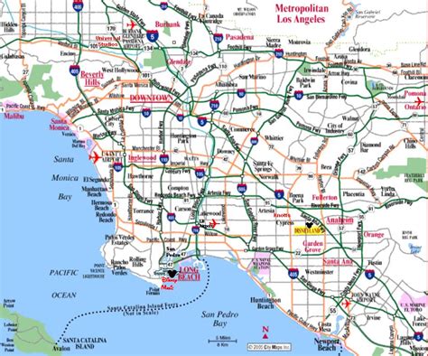 Map Of Los Angeles And Orange County Hiking In Map