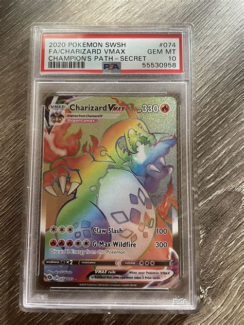 Charizard VMAX Rainbow Rare Champion S Path 074 073 Pokemon TCG PSA 10