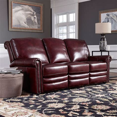 Grant Deep Merlot Red Leather Power Reclining Sofa 1stopbedrooms