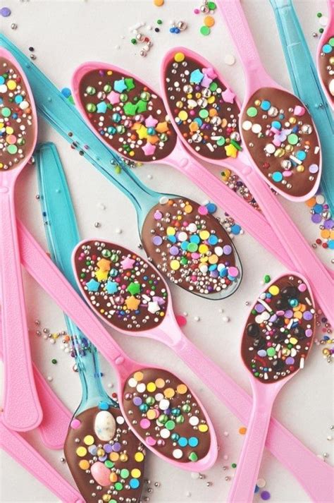 Sprinkled Chocolate Party Spoons So Must Remember This For My